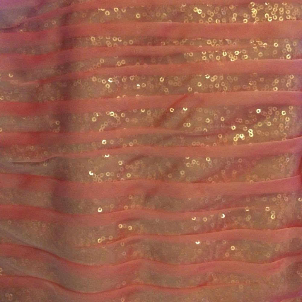 La Femme pink sequin chiffon gown dress size 2 - Picture 8 of 9